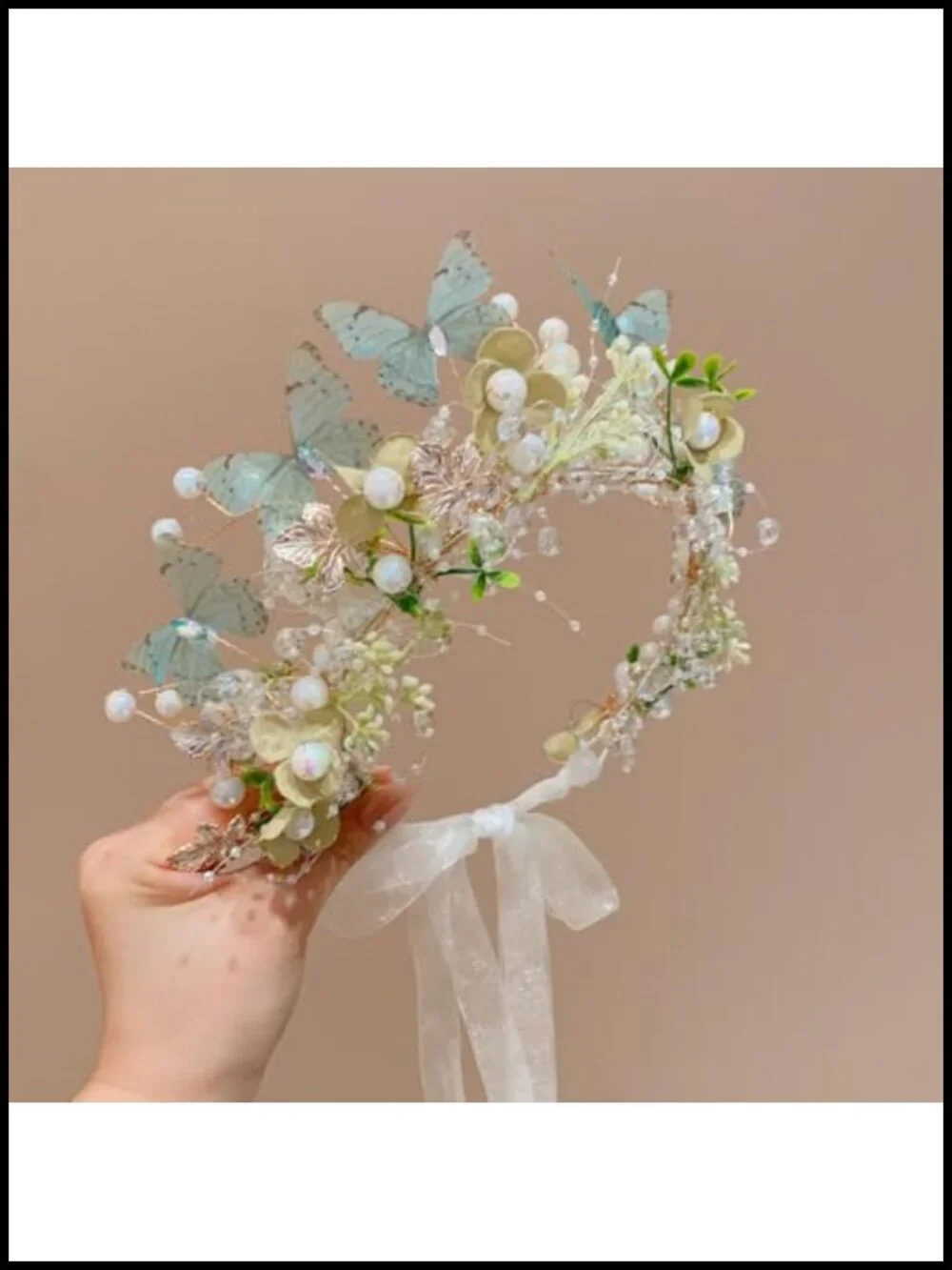 Handmade Faux Silk Flower Crown Headband for Women, Adjustable Boho Wedding
